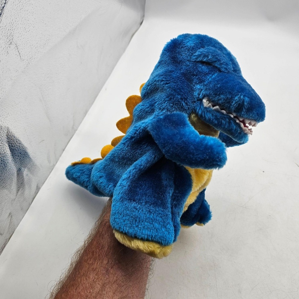 Blue Tyrannosaurus Rex Dinosaur Hand Puppet Plush Stuffed Animal Toy Small Cute